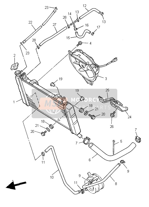 Yamaha YZF600R THUNDERCAT 2002 Radiator & Hose for a 2002 Yamaha YZF600R THUNDERCAT