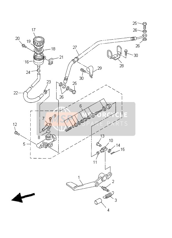 5PW272110000, Pedale Freno         YZF-R1'02, Yamaha, 0