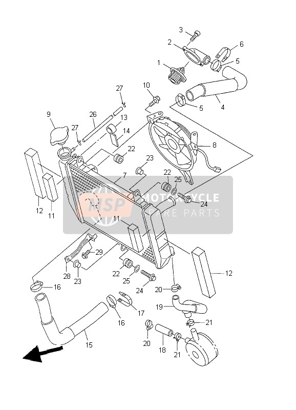 Yamaha YZF-R6 2002 Radiator & Hose for a 2002 Yamaha YZF-R6