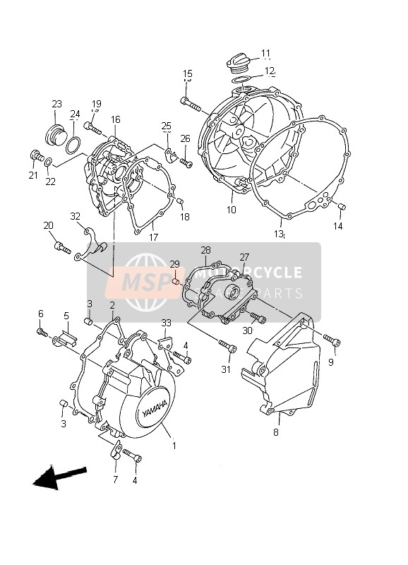 Yamaha YZF-R6 2002 Tapa del cárter 1 para un 2002 Yamaha YZF-R6