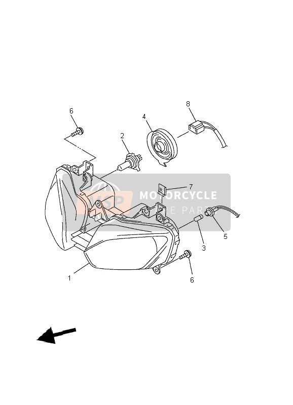 Yamaha YZF-R6 2002 Headlight for a 2002 Yamaha YZF-R6