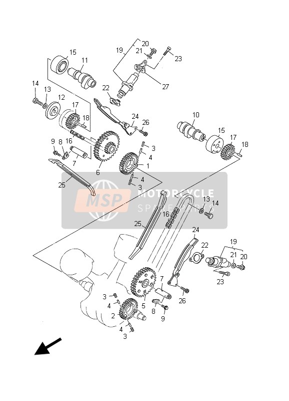 Yamaha BT1100 2003 NOCKENWELLE & STEUERKETTE für ein 2003 Yamaha BT1100