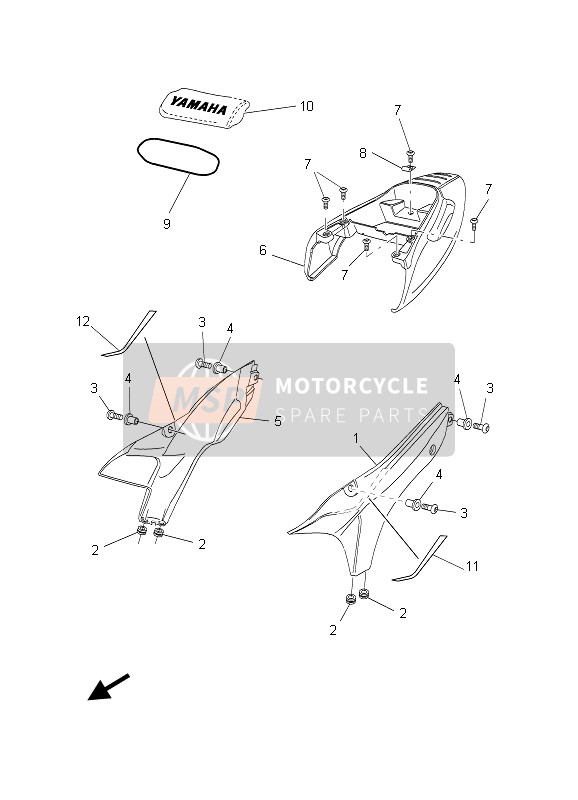 Yamaha BT1100 2003 Couvercle de la diapositive pour un 2003 Yamaha BT1100