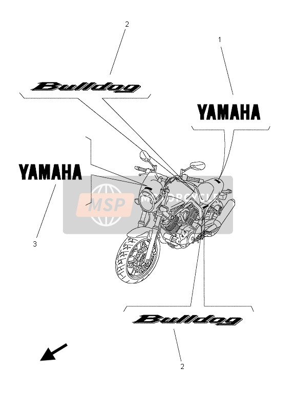 Yamaha BT1100 2003 Sticker & Embleem voor een 2003 Yamaha BT1100