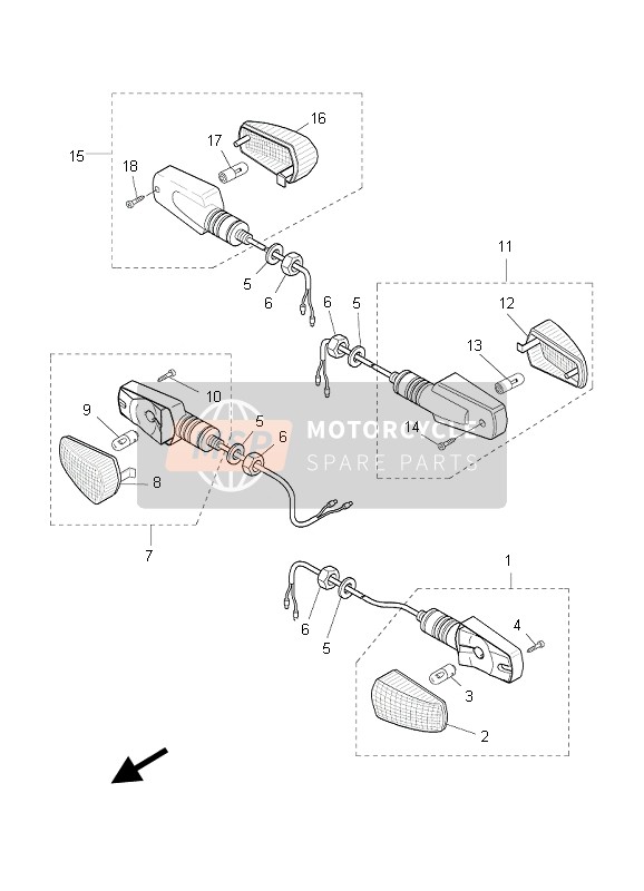 Yamaha BT1100 2003 Knipperlicht voor een 2003 Yamaha BT1100