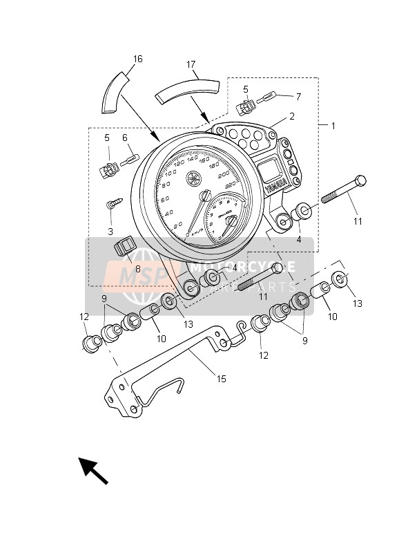 Yamaha BT1100 2003 Meter for a 2003 Yamaha BT1100