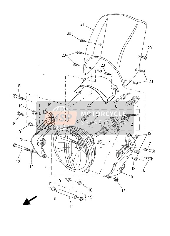 Yamaha BT1100 2003 Headlight for a 2003 Yamaha BT1100