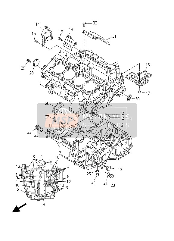 Yamaha FJR1300 2003 Caja Del Cigüeñal para un 2003 Yamaha FJR1300