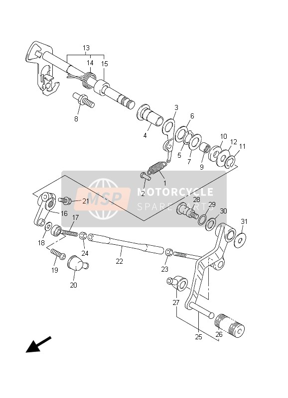 Yamaha FJR1300 2003 Shift Shaft for a 2003 Yamaha FJR1300