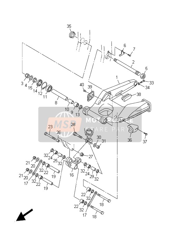 Yamaha FJR1300 2003 Braccio posteriore per un 2003 Yamaha FJR1300