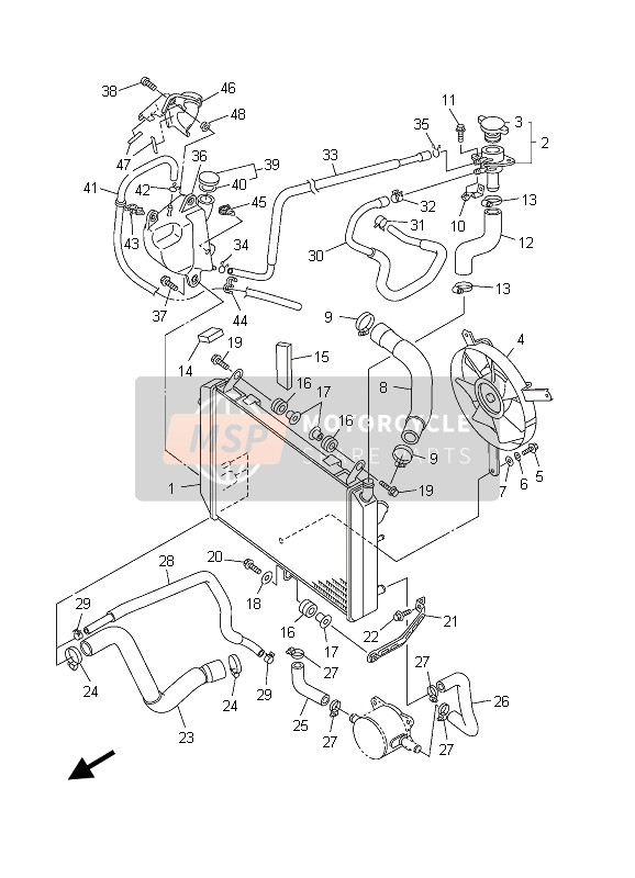 Yamaha FJR1300A 2003 Radiator & Slang voor een 2003 Yamaha FJR1300A