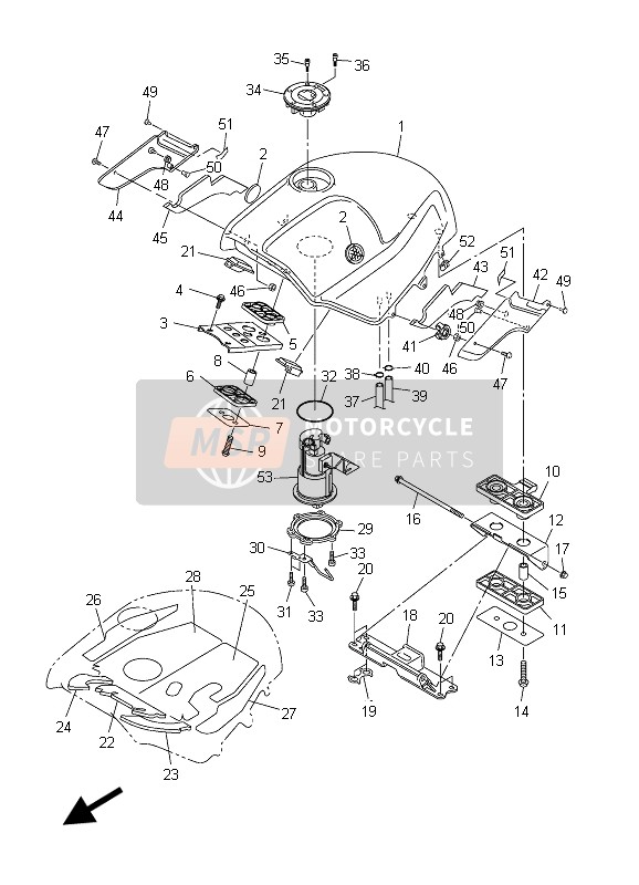 Yamaha FJR1300A 2003 Depósito de combustible para un 2003 Yamaha FJR1300A