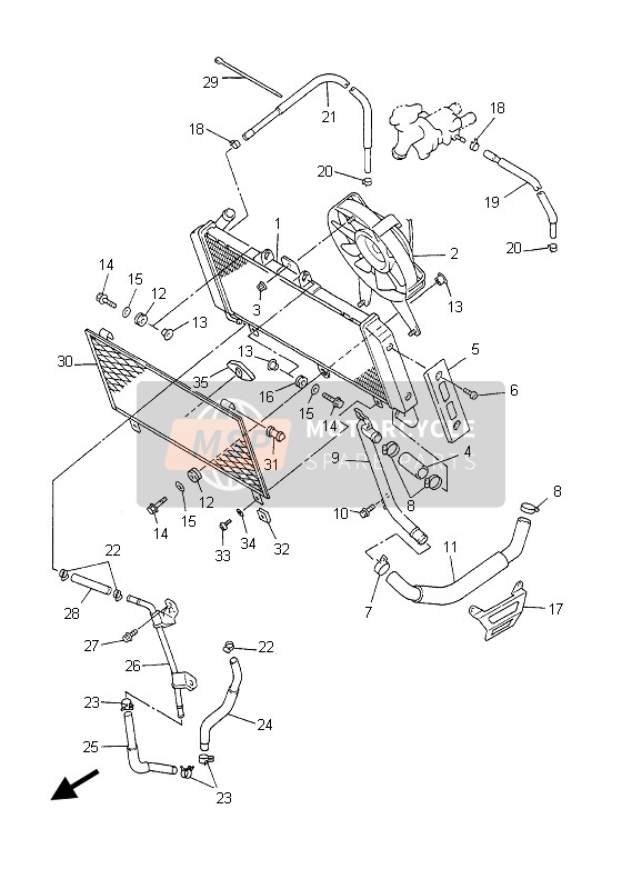 Yamaha FZS600 FAZER 2003 Radiator & Hose for a 2003 Yamaha FZS600 FAZER