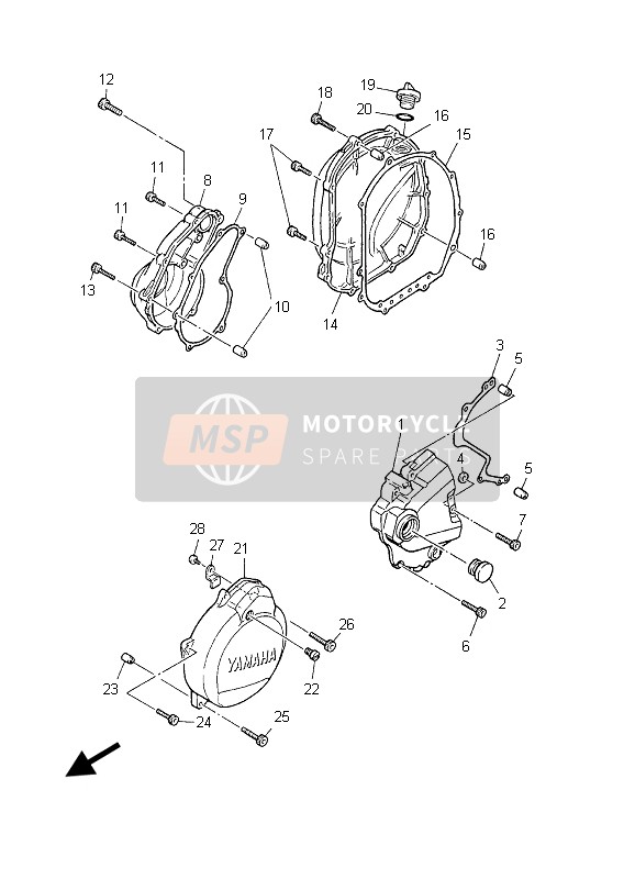 Yamaha FZS600 FAZER 2003 Crankcase Cover 1 for a 2003 Yamaha FZS600 FAZER