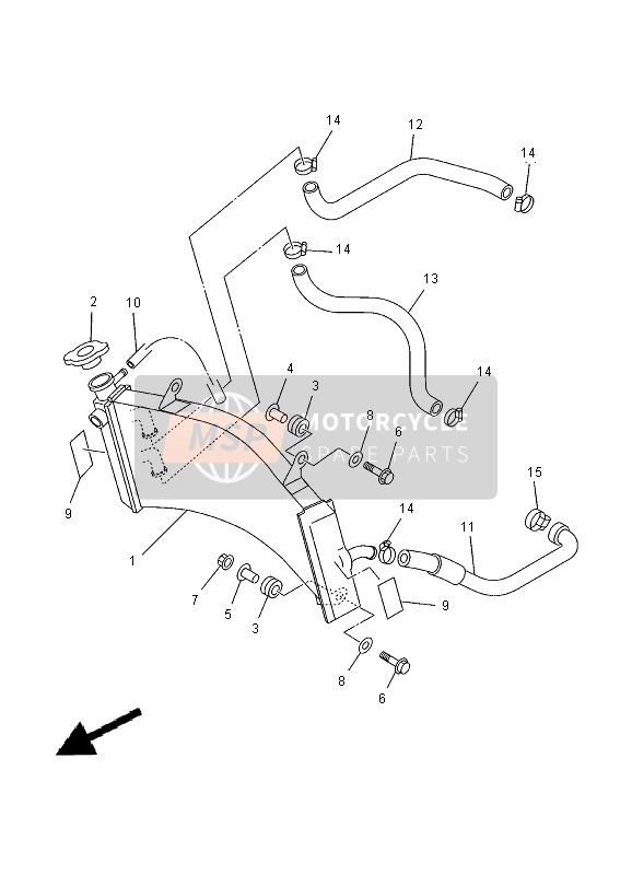 Yamaha TZ250 2000 Radiator & Hose for a 2000 Yamaha TZ250