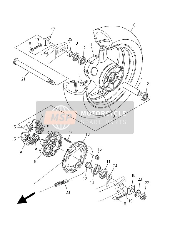 Yamaha TDM900 2003 Rueda trasera para un 2003 Yamaha TDM900