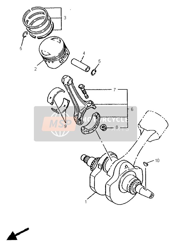 Yamaha XV535-S VIRAGO 1995 Crankshaft for a 1995 Yamaha XV535-S VIRAGO