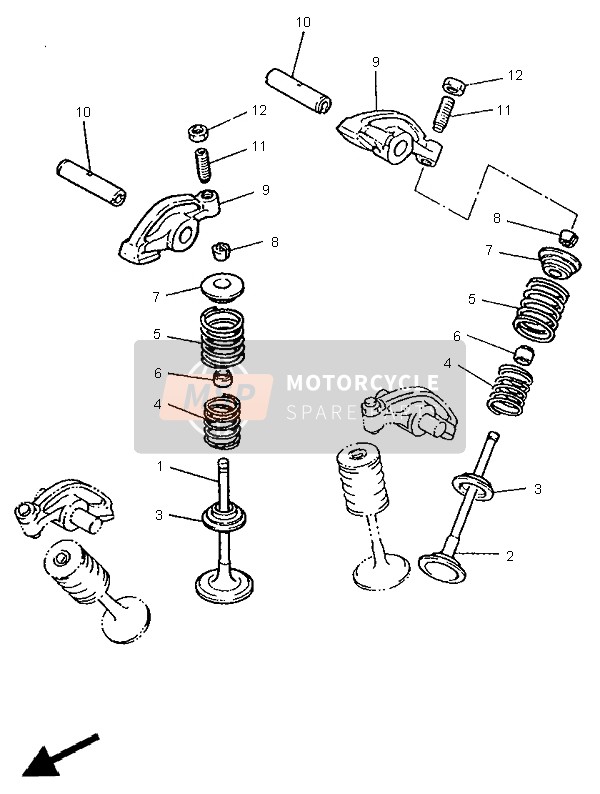 Yamaha XV535-S VIRAGO 1995 Valvola per un 1995 Yamaha XV535-S VIRAGO