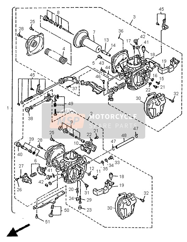 Yamaha XV535-S VIRAGO 1995 Carburettor for a 1995 Yamaha XV535-S VIRAGO