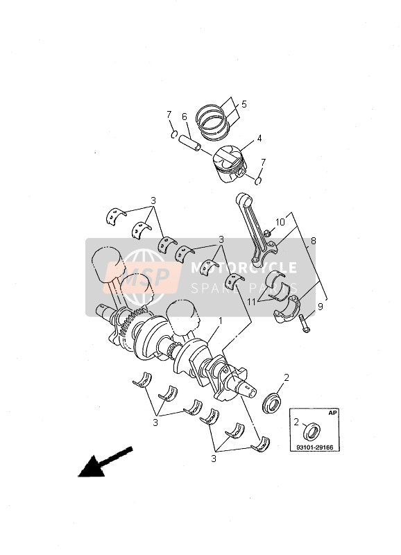 Yamaha FZS600 2000 Crankshaft & Piston for a 2000 Yamaha FZS600