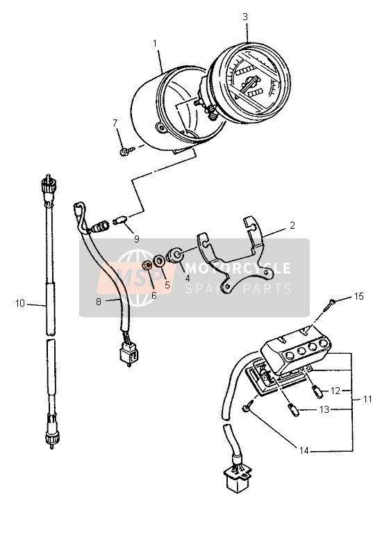 Yamaha XV535-S VIRAGO 1995 Alternate Meter (UK) for a 1995 Yamaha XV535-S VIRAGO