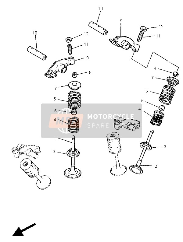 Yamaha XV750 VIRAGO 1995 Valvola per un 1995 Yamaha XV750 VIRAGO
