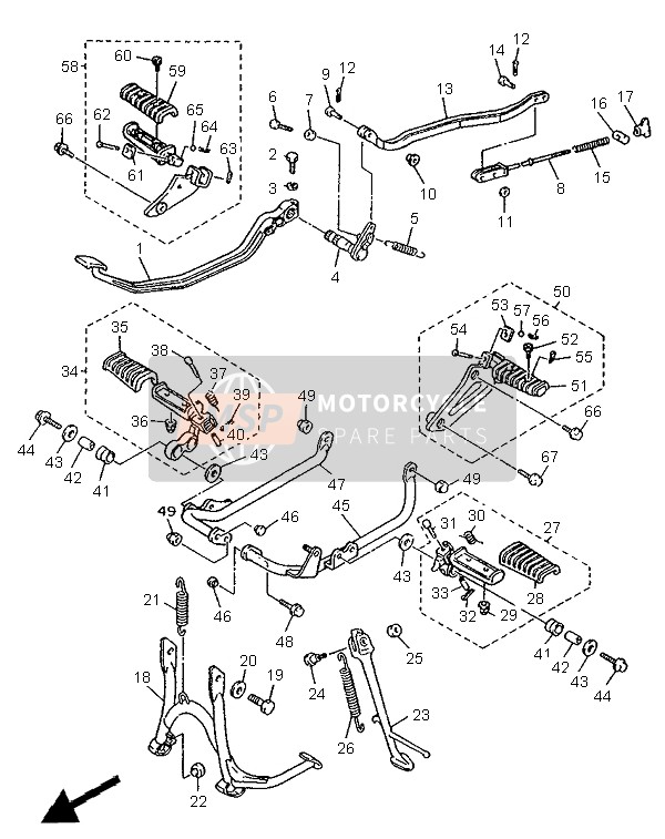 Yamaha XV750 VIRAGO 1995 Supporter & Repose Pieds pour un 1995 Yamaha XV750 VIRAGO