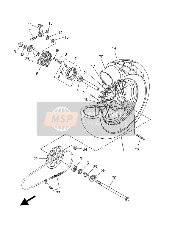 Yamaha TW125 2003 Rear Wheel for a 2003 Yamaha TW125