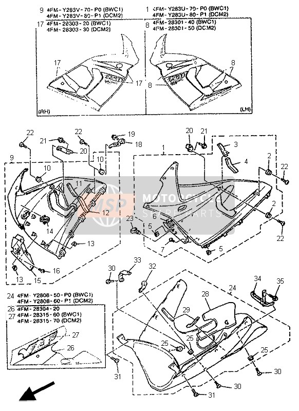 Yamaha YZF750R 1995 Cowling 2 for a 1995 Yamaha YZF750R