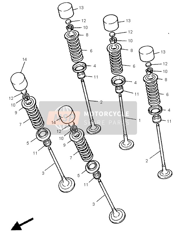 Yamaha YZF750SP 1995 Válvula para un 1995 Yamaha YZF750SP