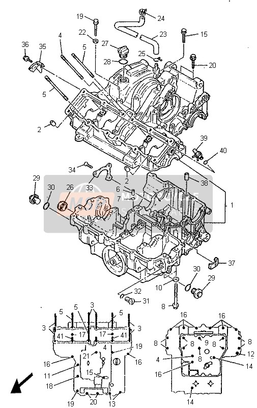 Yamaha YZF750SP 1995 Crankcase for a 1995 Yamaha YZF750SP