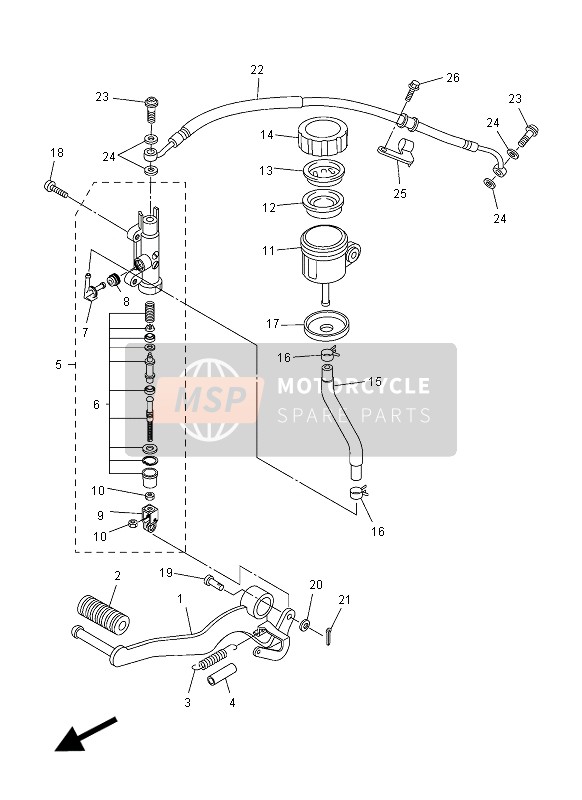 Yamaha FZ1-S 2012 Pompa freno posteriore per un 2012 Yamaha FZ1-S