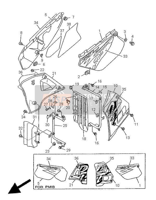 Yamaha DT125R 1996 Side Cover for a 1996 Yamaha DT125R