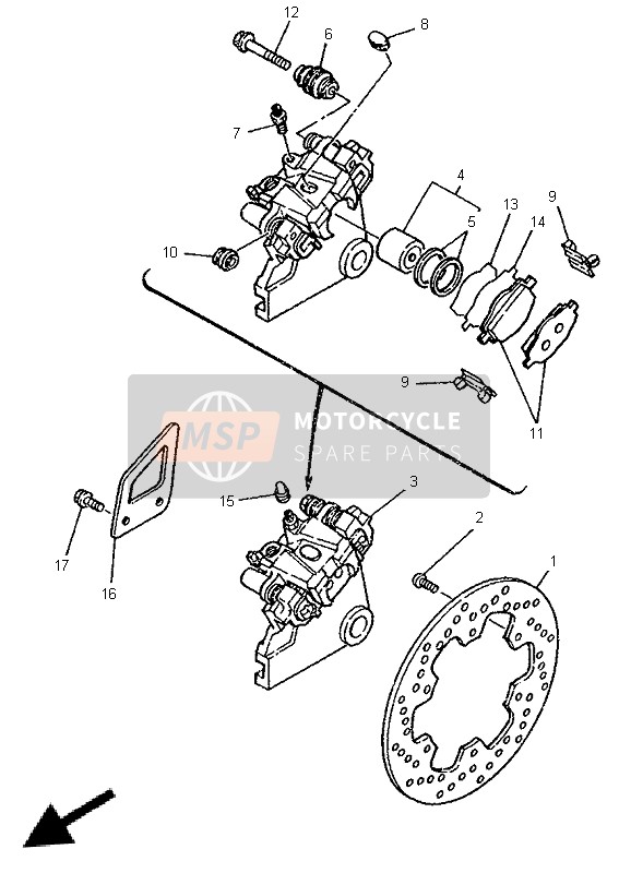 Yamaha DT125R 1996 Pinza de freno trasero para un 1996 Yamaha DT125R