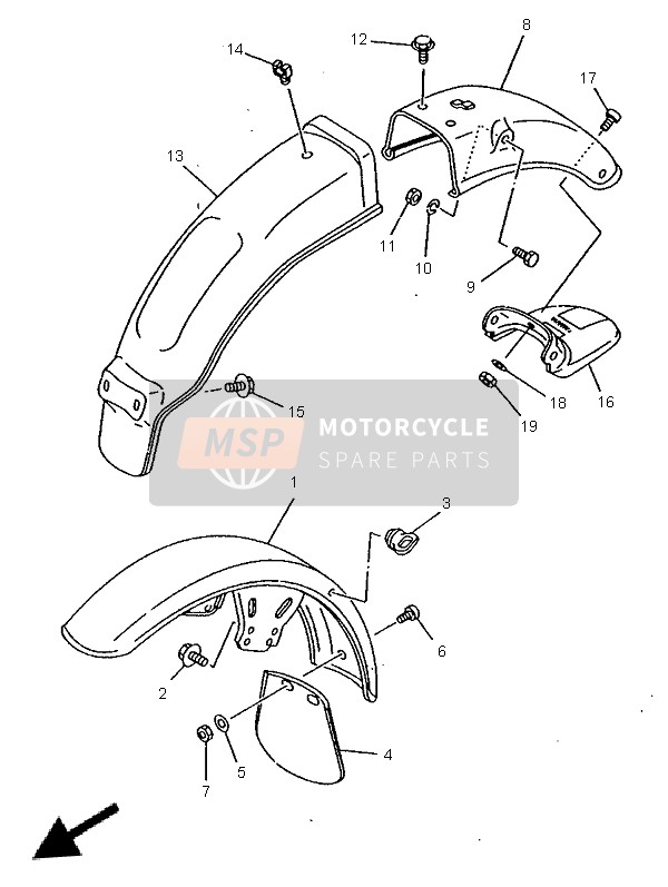 5KAF15100100, Front Fender Comp., Yamaha, 0