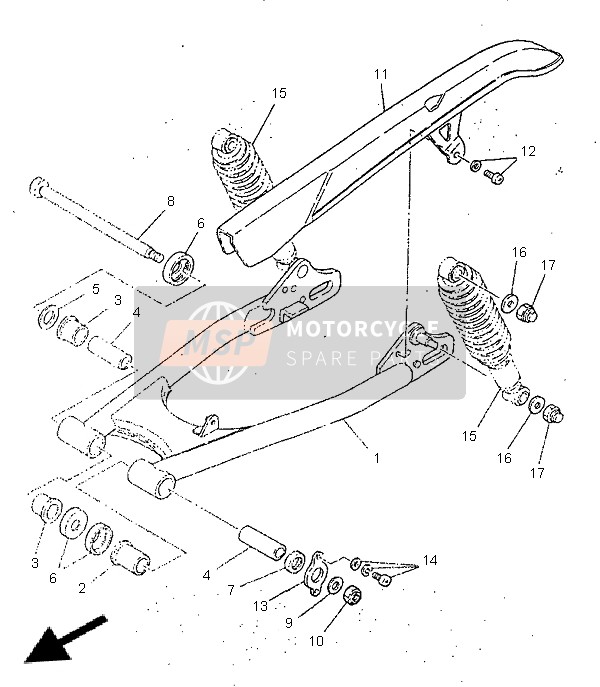 Yamaha SR250 1996 Rear Arm & Suspension for a 1996 Yamaha SR250