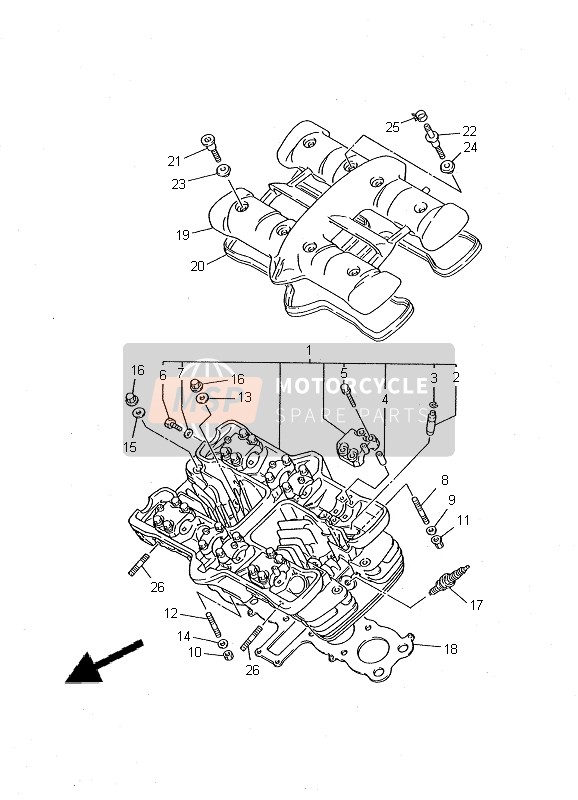 Yamaha XJ600N 2000 Cylinder Head for a 2000 Yamaha XJ600N