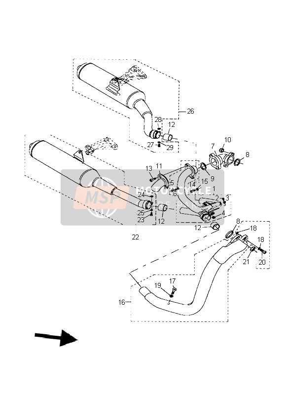 Yamaha BT1100 BULLDOG 2004 Exhaust for a 2004 Yamaha BT1100 BULLDOG