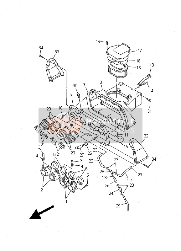 Yamaha FZS600 2000 Intake for a 2000 Yamaha FZS600