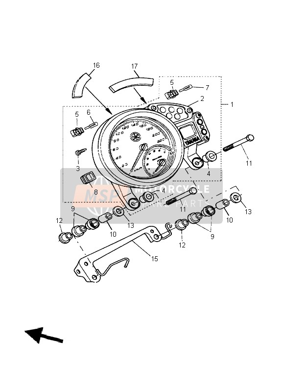 Yamaha BT1100 BULLDOG 2004 Meter for a 2004 Yamaha BT1100 BULLDOG