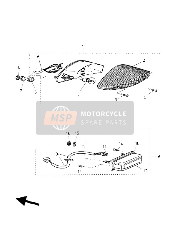 Yamaha BT1100 BULLDOG 2004 Luz De La Cola para un 2004 Yamaha BT1100 BULLDOG