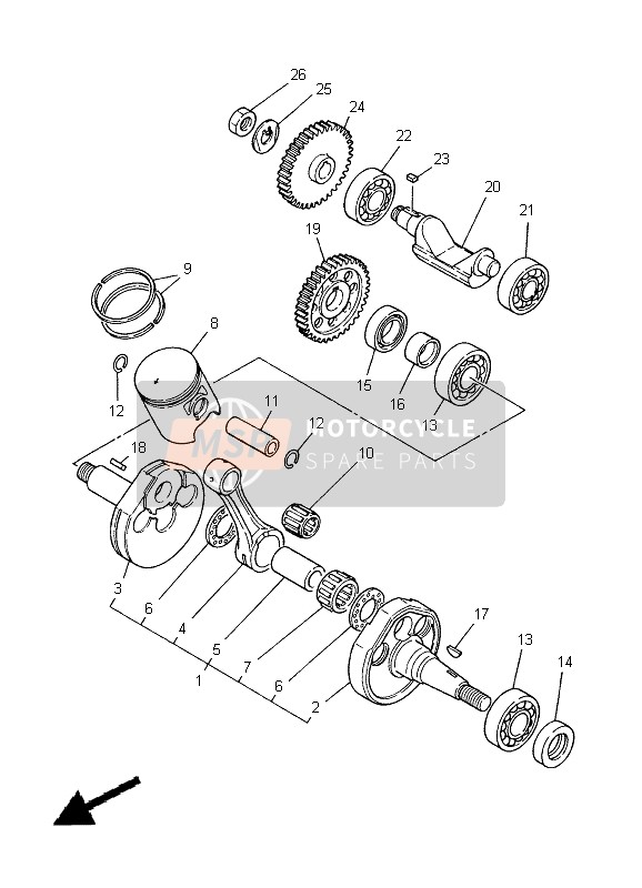 Yamaha DT125R 2004 Vilebrequin & Piston pour un 2004 Yamaha DT125R