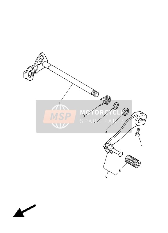 Yamaha DT125R 2004 Arbre de changement de vitesse pour un 2004 Yamaha DT125R