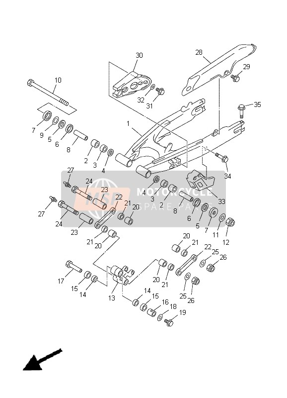 Yamaha DT125R 2004 Rear Arm for a 2004 Yamaha DT125R