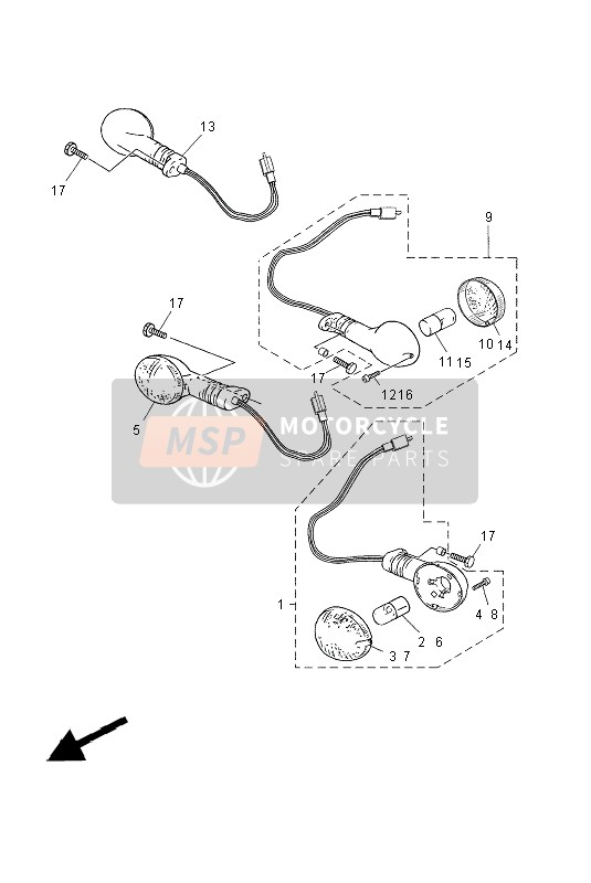 1D0H33300000, Clignotant Ar 1 Cplt, Yamaha, 0