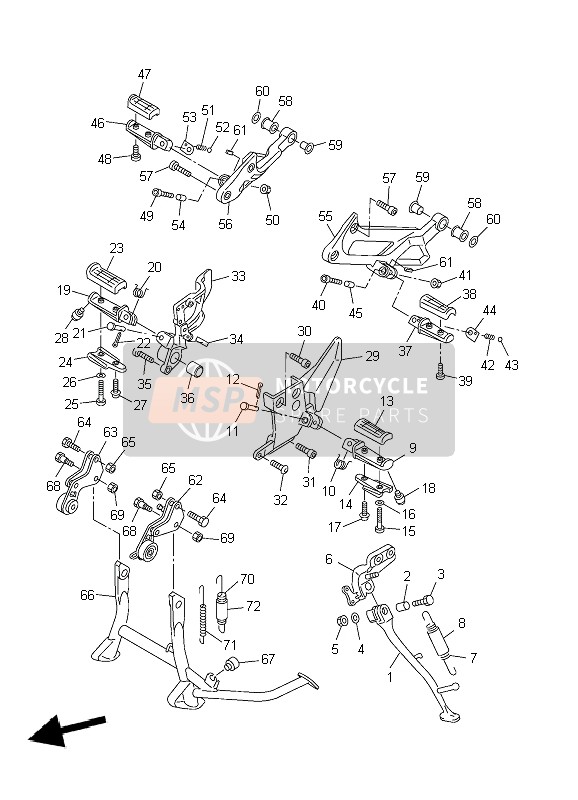 Yamaha FJR1300 2004 Estar & Reposapiés para un 2004 Yamaha FJR1300