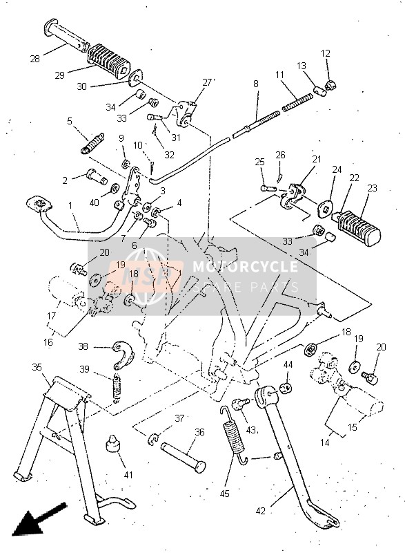 Yamaha SR250 1996 Estar & Reposapiés para un 1996 Yamaha SR250