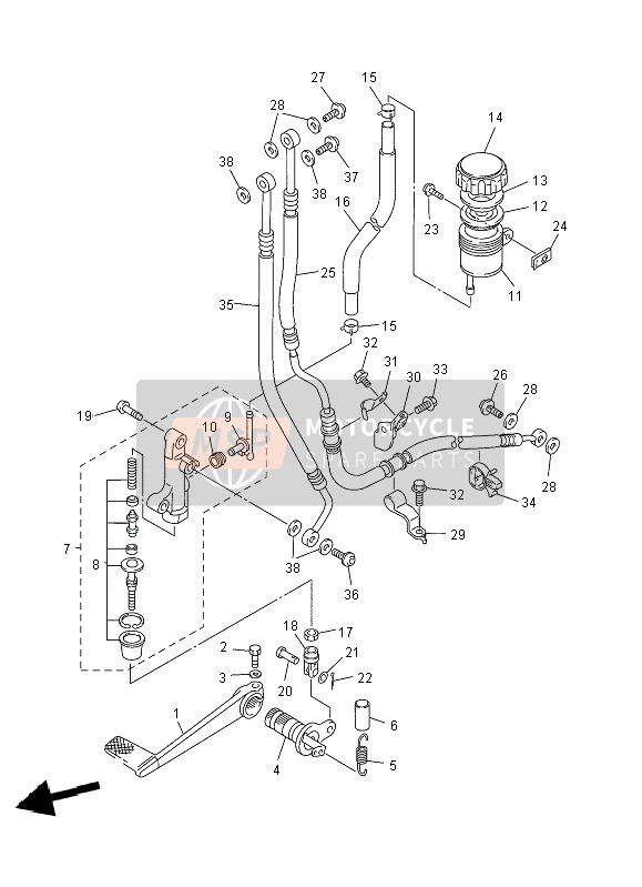 Yamaha FJR1300A 2004 Rear Master Cylinder for a 2004 Yamaha FJR1300A