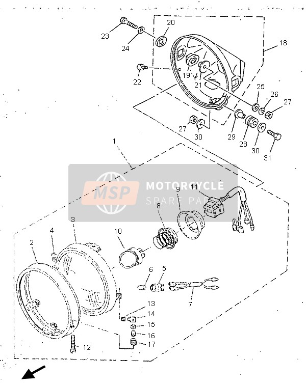 Yamaha SR250 1996 SCHEINWERFER für ein 1996 Yamaha SR250