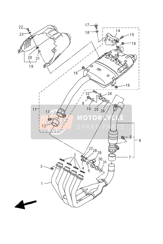 Yamaha FZ6-N 2004 Exhaust for a 2004 Yamaha FZ6-N